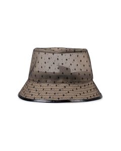 Woman Bucket Hat In Gabardine And Tulle Point D'esprit