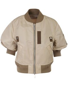 Sacai Short Puff-Sleeved Zipped Bomber Jacket