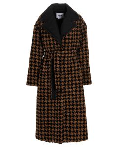 MSGM Checkered-Embroidered Long Coat