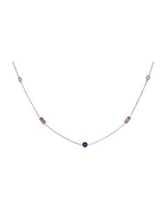 Lo Spazio Blue , Pink Sapphire and Diamond Necklace