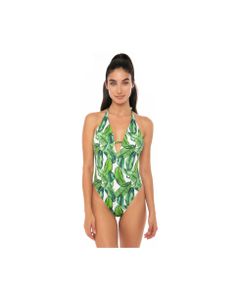 Banana Leaves Print One Piece Swimsuit