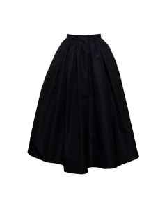Alexander Mcqueen Woman's Black Curled Polyfaille Midi Skirt