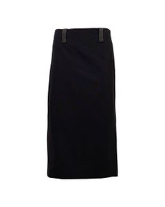 Brunello Cucinelli Woman's Black Wool Pencil Skirt And Monile Details