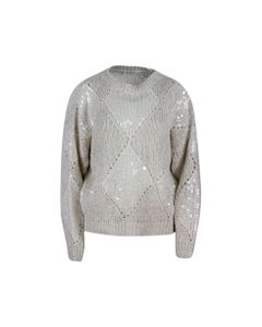 Crewneck Sweater With Applied Macro Sequins