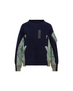 Sacai Panelled Knitted Pullover