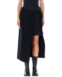 Sacai Asymmetric Layered Effect Midi Skirt