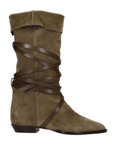 Siane Low Heels Ankle Boots In Taupe Suede