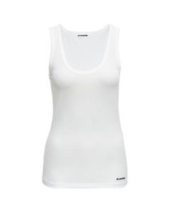 White Jersey Tank Top With Logo