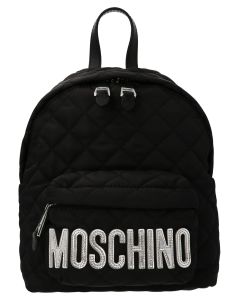 Moschino Logo Patched Quilted Backpack