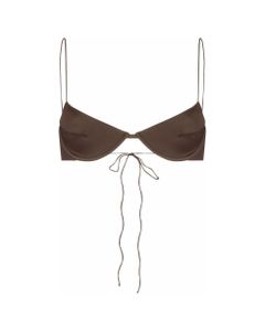 Oséree Woman's Balconette Eco Brown Fabric Bikini Top