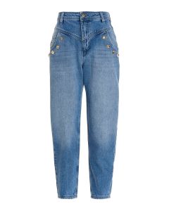 TWINSET High-Waist Faded-Finish Tapered Jeans