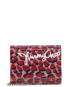 Jimmy Choo Candy Logo Print Glitter Box Clutch
