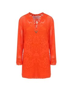 Valentino V-Neck Crochet Mini Dress