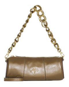 Manu Atelier Logo-Plaque Chain Embellished Shoulder Bag