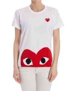 White t-shirt with red Heart logo print