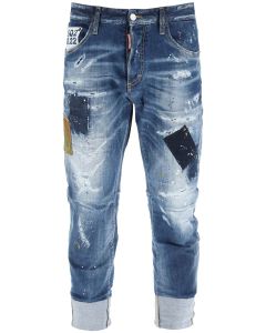 Dsquared2 Distressed Effect Logo Detailed Cropped Jeans