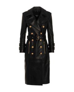 Leather Long Trench Coat