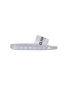 Woman Transparent Rubber Slipper With Black Logo