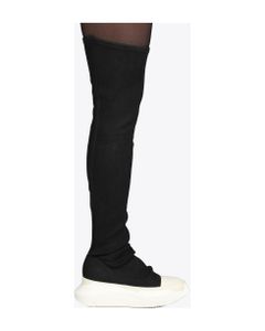 Stivali Denim Abstract Black stretch canvas abstract thigh high boots