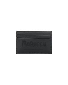 Calf Leather Card Holder With A Printed Mcqueen Graffiti Signature