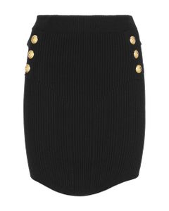 Black Short Skirt In Eco-design Knit With Double Buttoning