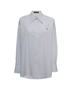 White Cotton Poplin Shirt With Logo
