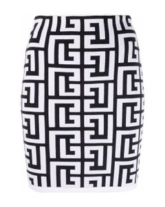 Short Black And White Wool Skirt