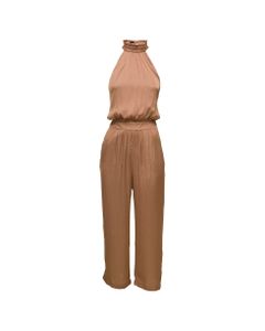 Pinko Woman's Beige Satin Jumpsuit With Bow