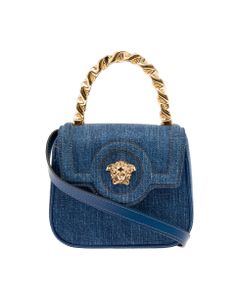 Medusa Blue Cotton Denim Handbag Versace Woman
