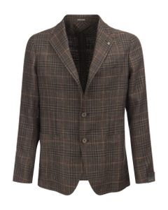 Wool, Silk And Linen Jacket With Tartan Pattern