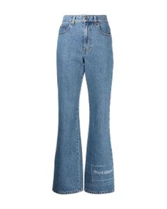 Blue Cotton Flared Jeans