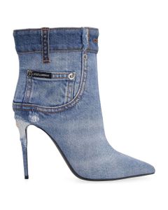 Denim Pointy-toe Ankle Boots