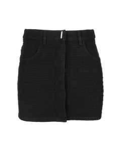 Woman Black 4g Denim Wrap Mini Skirt