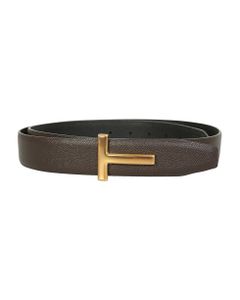 Tom Ford Black Leather Belt With A Reversible Design (30)