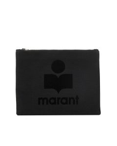 Isabel Marant Logo Flocked Clutch Bag