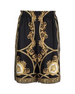 Versace Man's Coupe Des Dieux Multicolor Silk Bermuda Shorts