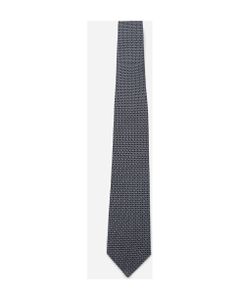 Silk Tie With All-over Gancini Print