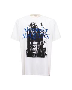 White Cotton T-shirt With Logo Print Alexander Mcqueen Man