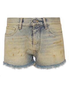 Maison Margiela Dirt-Effect Frayed Edge Denim Shorts