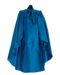 Taffeta overcoat in teal blue