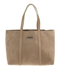 Suede and leather tote