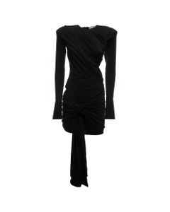The Attico Woman's Black Draped Dress With Knot Detail