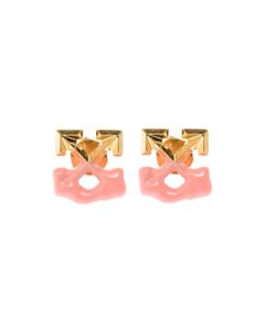 Off White Woman's Arrow Blook Gold Colored Metal Earrings