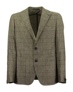 Prince Of Wales Jacket In Wool, Silk And Cashmere