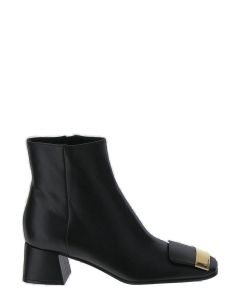 Sergio Rossi Logo Plaque Heeled Ankle Boots