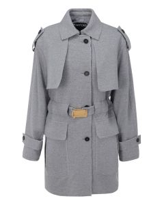 Tom Ford Belted Frayed Single-Breasted Trench Coat