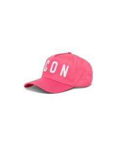 Pink Cotton Cap With Logo Print
