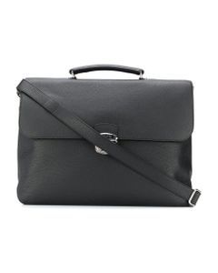 Micron Deep Black Leather Large Briefcase
