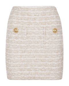 2 Pockets Lurex Tweed Short Skirt