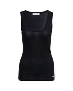 Black Jersey Tank Top With Logo